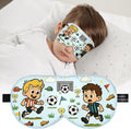 Kids Sleep Mask – 100% Mulberry Silk Eye Mask with Adjustable Strap, Soft Light Blocking Sleeping Mask for Children, Cute Printed Eye Cover for Boys Girls Ages 5-15 (Soccer Style)