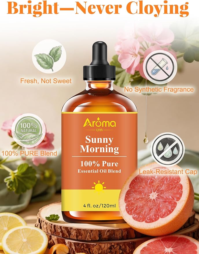 Sunny Morning — A 100% Pure Essential Oil Blend Citrus-Bright Blend that Makes Your Space Feel Like You Just Opened the Curtains, Essential Oils for Diffusers for Home