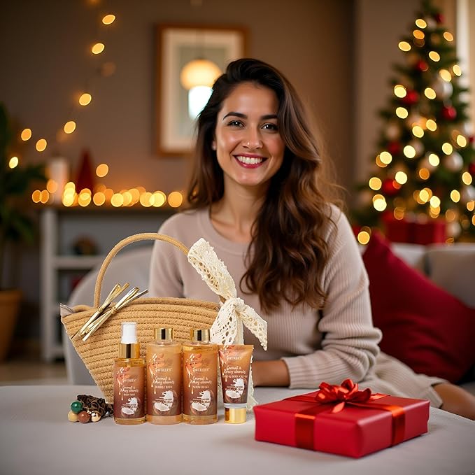 Spa Gift Set for Women, Happy Birthday Gifts for Mom Her Friend Sister Wife, Self Care Get Well Gifts with Coconut & Honey Almond Bath Set for Teengirls,Christmas Gift for Women