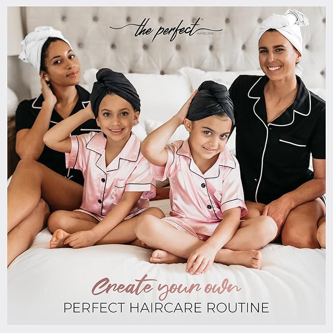 Microfiber Hair Towel Wrap with Wet & Dry Detangling Brush – Fast Drying Anti-Frizz Hair Drying Turban for Curly, Wavy and Straight Hair – Gentle Absorbent Hair Care for Women, Girls and Kids