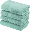 SUPERIOR Egyptian Cotton Pile Hand Towel Set of 4, Ultra Soft Luxury Towels, Thick Plush Essentials, Absorbent Heavyweight, Guest Bath, Hotel, Spa, Home Bathroom, Shower Basics, Sea Foam