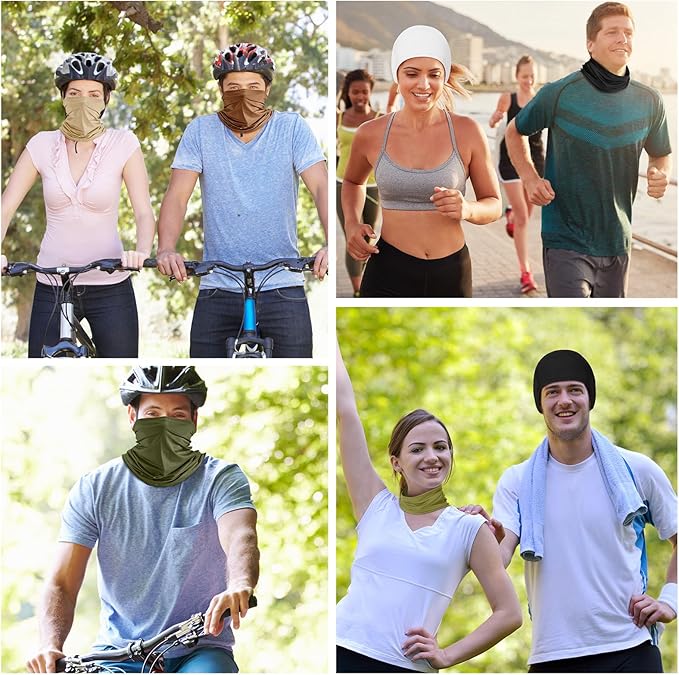Geyoga 6 Pieces Summer UV Protection Cooling Neck Gaiter Face Clothing Neck Gaiter Mask Scarf Sunscreen Breathable Bandana