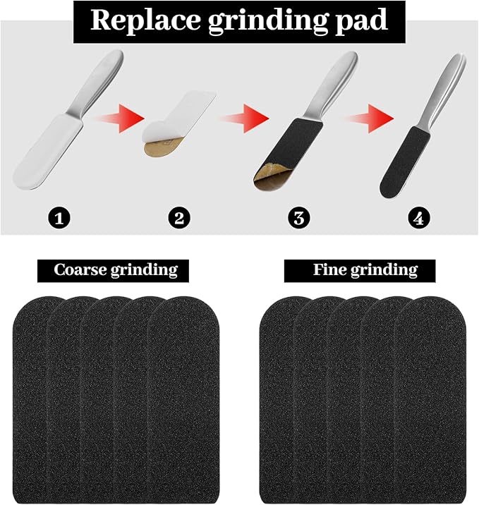 Foot File - Stainless Steel Pumice Stone Foot Rasp File with 20 Replacement Pads - Dual Grit Feet Scrubber Callus Remover for Hard Skin Care Cracked Skin Corns Callus Remover