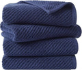 Madison Park 4-Piece Hand Towel Set for Bathroom 18" x 28" Diagonal Ribbed, Navy - 100% Cotton Soft Quick Dry & Absorbent Gift | Zero Twist, 500 GSM, Oeko-TEX, Hotel Quality