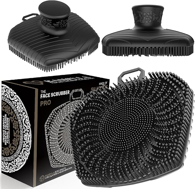 RamPula Face Scrubber, Pore Brush | Lymphatic Drainage Brush, Silicone Facial Cleansing Brush, Face Brush for Lymphatic Drainage Massager and Blackhead Removing Pore Cleansing Massaging for Sensitive