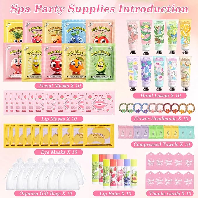 90PCS Spa Party Supplies for Girls,Spa Skincare Sets Party Favors Include Face Masks,Lip Mask,Skin Care For Teens 10-12,Bulk Birthday Gifts for Women & Girls,Mothers Day,Teacher Appreciation Gifts