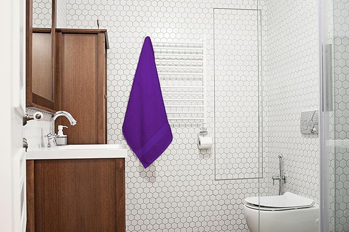 Medium Bath Towels Bulk Set of 12 – 100% Cotton Terry – 24" x 48" – Quick Dry, Soft & Highly Absorbent – Purple Towels for Bathroom, Gym, Spa, Pool & Daily Use