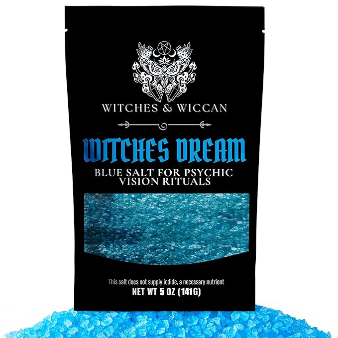 Blue Witch's Dream Sea Salt for Psychic Vision & Astral Travel Rituals – Natural Real Salt Ideal for Divination & Third-Eye Activation – Resealable Bag, Witches & Wiccan
