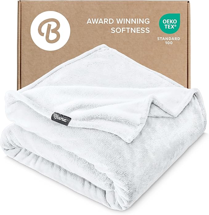 Bare Home Fleece Blanket - Kid Size - Ultra-Soft Lightweight for Bed, Sofa, and Couch - Luxury Microplush - Cozy Warm Blanket (Kid, White)