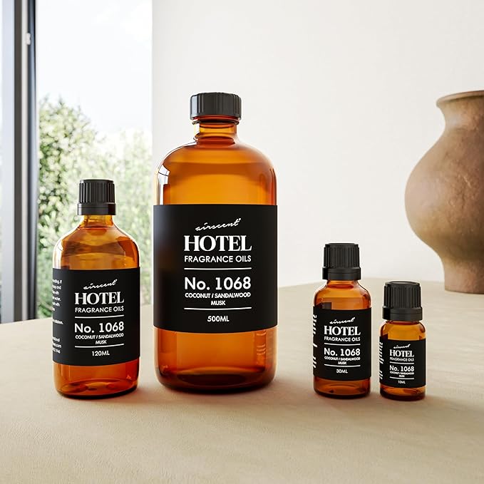 AirScent Hotel Diffuser Oil No. 1068 - Coconut Pina Colada Sandalwood - Premium Fragrance Oil for Ultrasonic and Waterless Diffusers and Crafting - 30 mL, 1 fl oz Glass Dropper Bottle