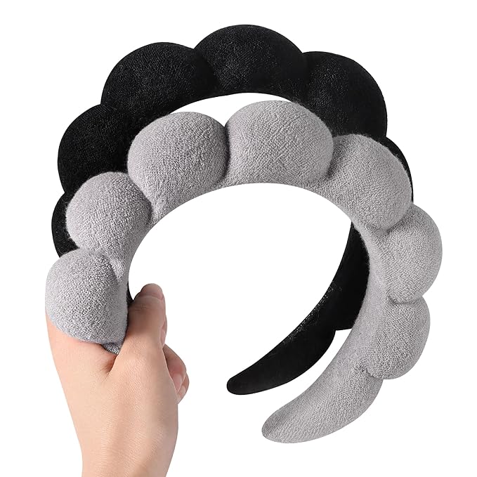 Ztomine Spa Headbands for Washing Face or Facial, Set of 2 Skincare Headbands, Terry Cloth Headband Wash Combo Pack - Puffy Makeup Washing, Mask, Skin Treatment