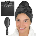 Microfiber Hair Towel Wrap with Wet & Dry Detangling Brush – Fast Drying Anti-Frizz Hair Drying Turban for Curly, Wavy and Straight Hair – Gentle Absorbent Hair Care for Women, Girls and Kids