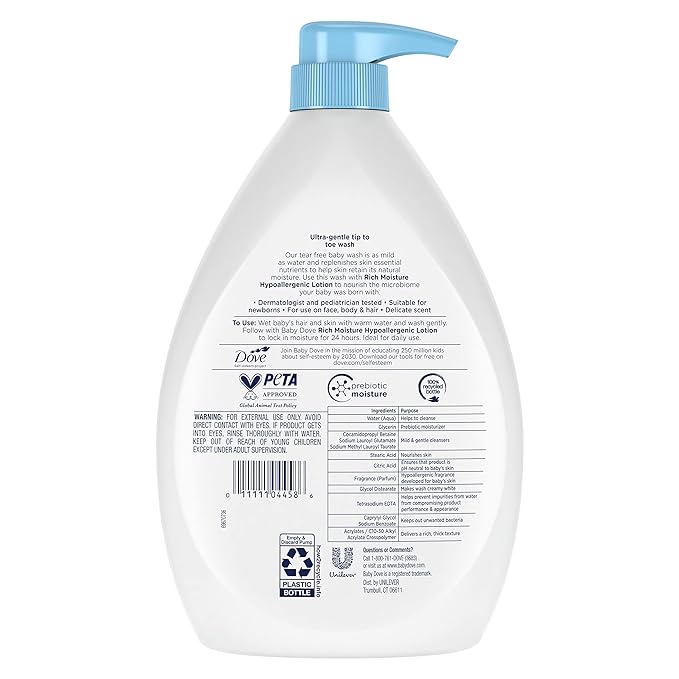 Baby Dove Sensitive Skin Hydrating Body Wash | Tear-Free & Hypoallergenic | Pediatrician Tested | 34oz (Pack of 3)