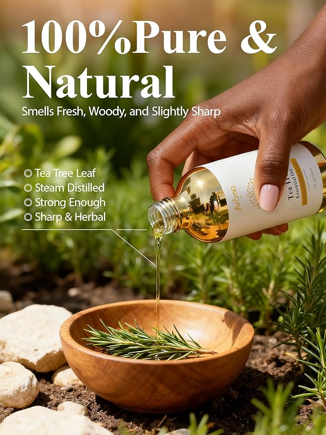 100% Pure Tea Tree Oil 4 fl oz - Tea Tree Oil for Skin for Hair - Essential Oils for Skin & Diffusers & Aromatherapy & Home Care,Candle Making, Gifts for Women - Valentine's Day Gift