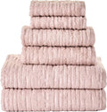 SKL Home CloudSoft 100% Cotton Luxury 6-Piece Towel Set, 600 GSM, Ultra Plush & Absorbent - 2 Bath Towels, 2 Hand Towels, 2 Washcloths, Blush Pink