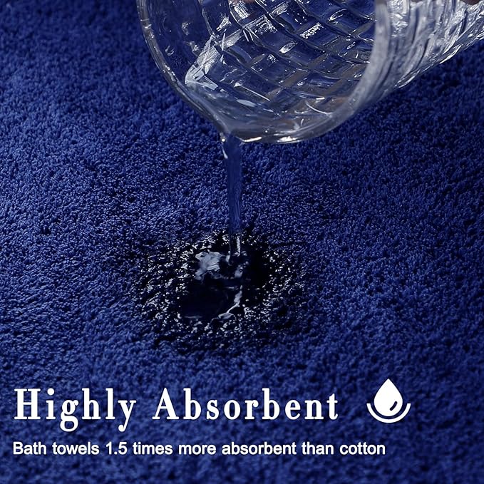 SEISSO Bath Towels 4 Pack Premium Large Towels for Bathroom 35 x 63 Inches Ultra Soft and Quick Dry Luxury Bath Sheet, Lightweight Shower Towel for Fitness, Hotel, Gym, Sauna, Home - Navy Blue