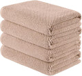 Madison Park 4-Piece Bath Towel Set for Bathroom 30" x 56" Large Diagonal Ribbed, Beige - 100% Cotton Soft Quick Dry & Absorbent Gift | Zero Twist, 500 GSM, Oeko-TEX, Hotel Quality