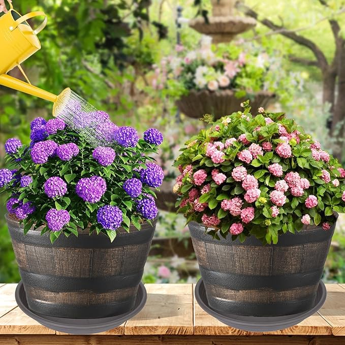 2 Pack of 26 inch Plant Saucer, Large Plant Tray, Heavy Sturdy Plant Drainage Tray for Indoors, Bird Bath Bowls, Sturdy Plastic Pot Tray for Planter 23 24 25"(Brown)