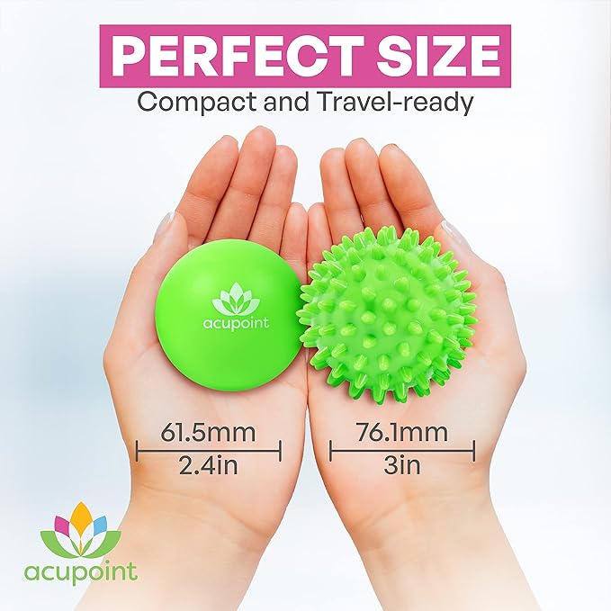Acupoint Physical Massage Therapy Lacrosse Ball Set Ideal for Yoga Deep Tissue Massage Trigger Point Therapy and Myofascial Release Physical Therapy Back Foot Plantar Fasciitis (Spiky Ball)