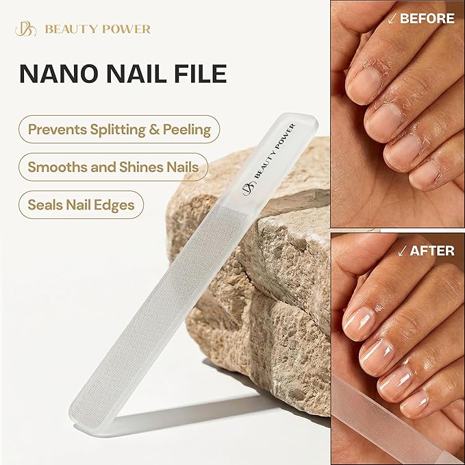 Beauty Power Cuticle Trimmer with Cuticle Pusher & Nano Nail File - Cuticle Nipper Cuticle Remover - Professional Stainless Steel Clippers Pedicure Manicure Tools for Fingernails - Gift Idea
