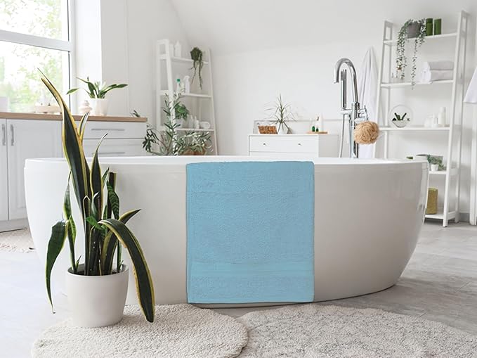 Medium Bath Towels Pack of 6 – 24x48 Inches – Soft, Quick Dry & Highly Absorbent – 100% Cotton Towels for Bathroom, Spa, Gym & Hotel – Aqua Blue