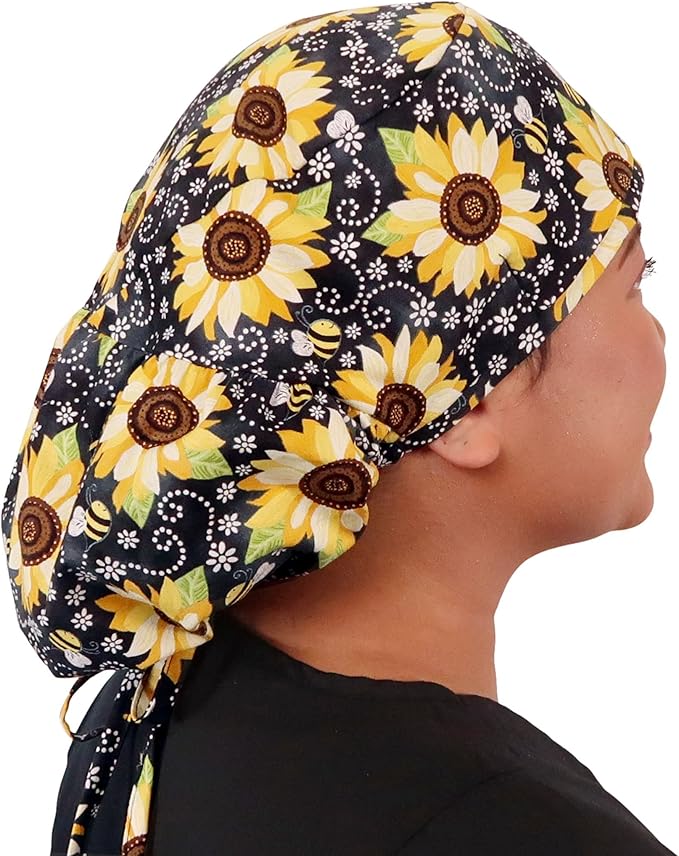 Sparkling EARTH Big Hair Ponytail Classic Surgical Style Scrub Working Cap - Made in The USA!!!