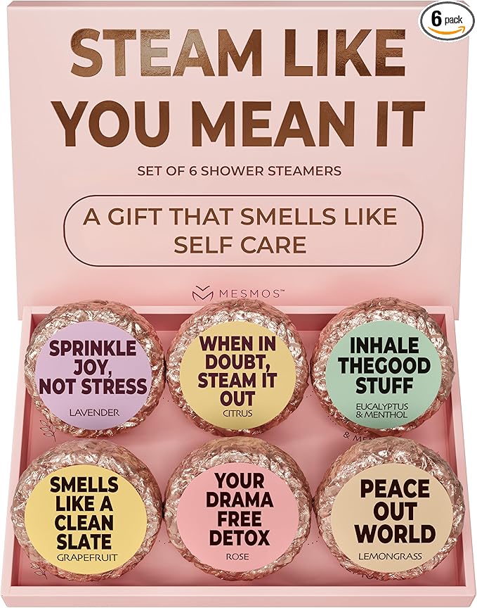 MESMOS 6 Assorted Shower Steamers Aromatherapy, Self Care Gifts for Women, Stress Relief Relaxation Spa Gifts, Spa Day Essentials Accessories, Self Care Set, Aromatherapy Shower Steamer for Women