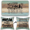 Welcome to Our Camper Soft Diatom Mud Absorbent Bath Rug 17'x30',Reversible Throw Pillow Cover 18'x18',Set of 1 Pillow Cover 1 Doormat,Campsite RV Decor,Camper Gifts
