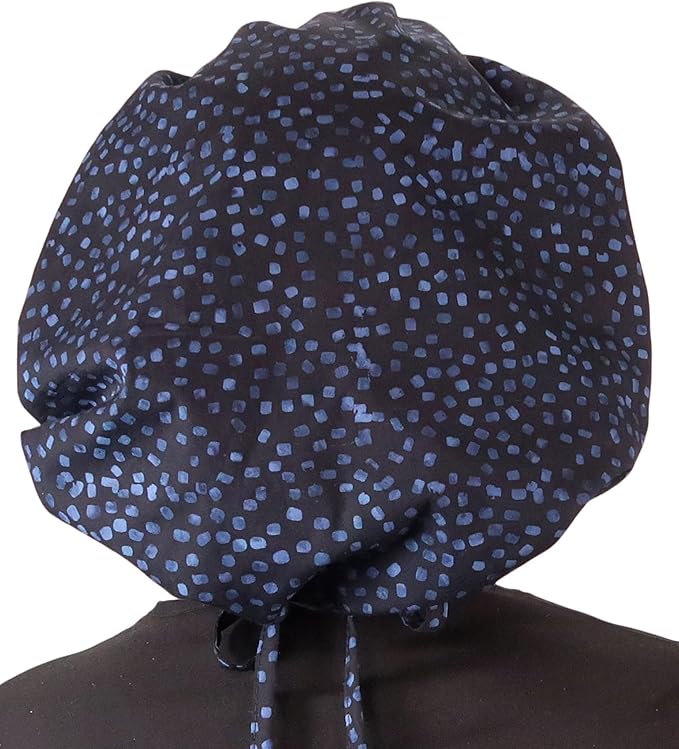 Sparkling EARTH Banded Bouffant Surgical Scrub Ponytail Working Caps and Built-in Sweatband - 100% Cotton - Made in The USA