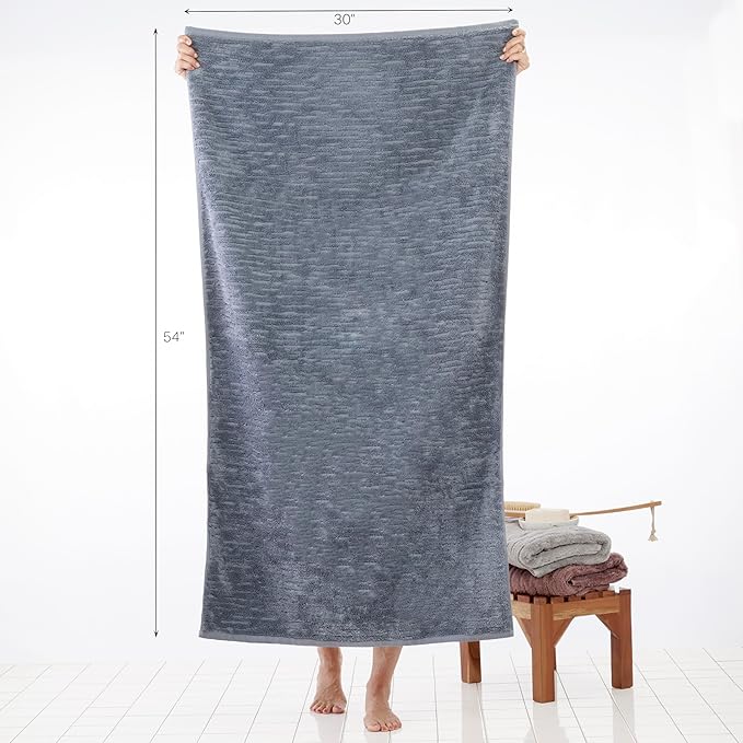 SKL Home CloudSoft Cotton Luxury Bath Towel, Smoke Blue
