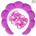 Zkptops Spa Headband for Washing Face Wristband Set Sponge Makeup Skincare Terry Cloth Bubble Soft Get Ready Hairband for Women Girl Puffy Padded Headwear Non Slip Thick Hair Accessory(Dark Purple)