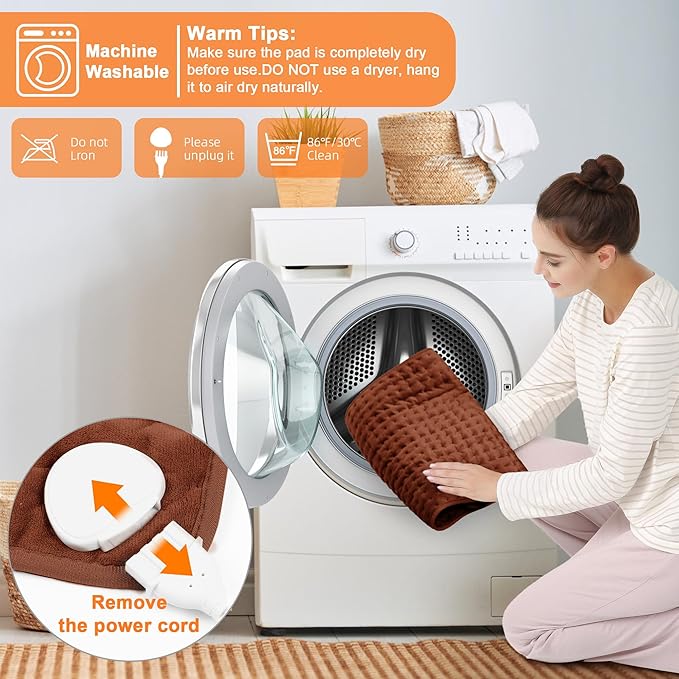 Deepsoon Heating Pad,Electric Heating Pads for Back,Neck,Moist Heating Pad for Abdomen Shoulder Knee Legs,Dry/Moist Heat&Auto Shut Off,Mother's Day Birthday for Men and Women,Brown,33x17 Inch