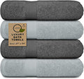Softolle Luxury Bath Towels Set of 4 (27” x 54”) | Towels for Bathroom | Super Soft | Highly Absorbent Towels for Home, Spa, Gym (Silver Grey-Charcoal Grey)