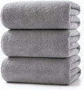 Lumimi Towels 3 Piece Very Soft Microfiber Bath Towel Set Super Absorbent Light Quick Dry and Durable, 55" L x 27" W, 3 Pack Light Grey