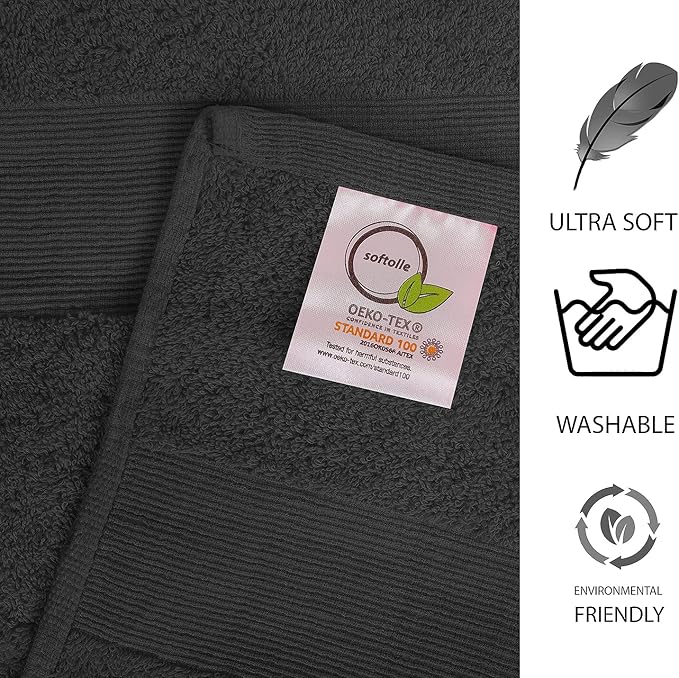 Softolle 100% Cotton Luxury Bath Sheets - Pack of 2 (35" x 70") | Super Soft, Quick-Dry & Highly Absorbent Towels for Bathroom, Home, Spa & Gym (Grey)