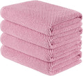 Madison Park 4-Piece Bath Towel Set for Bathroom 30" x 56" Large Diagonal Ribbed, Pink - 100% Cotton Soft Quick Dry & Absorbent Gift | Zero Twist, 500 GSM, Oeko-TEX, Hotel Quality