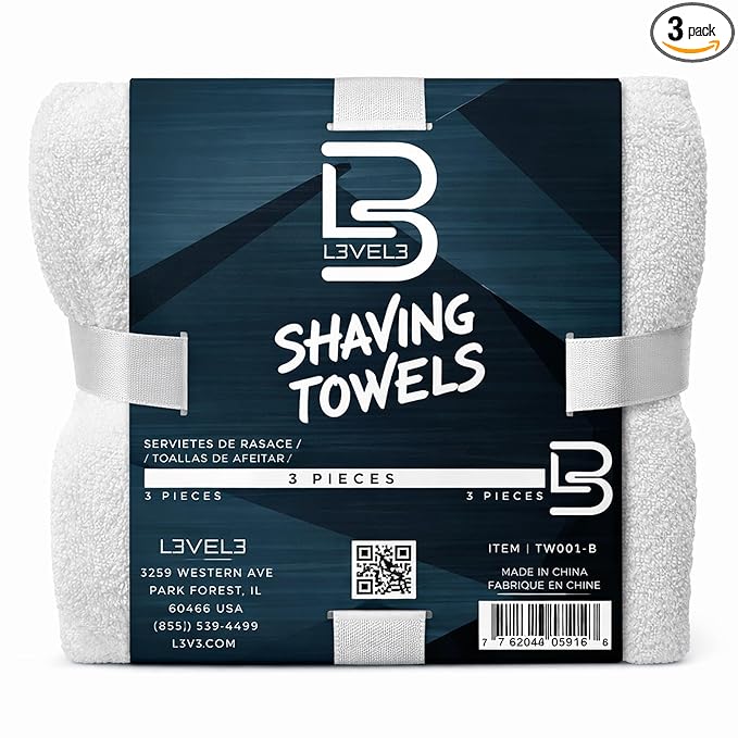 Level 3 Face Towels - Barber and Salon Hair Stylist White Cotton Cloth - Soft, Light and Absorbent