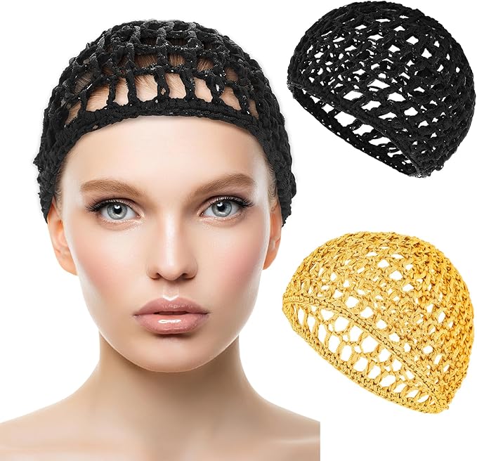 WLLHYF Wig Cap Thick Long Hair Caps Adjustable Net Mesh Braided Weaving Making Crochet Sew Weave Fishnet Grip Headband