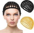 WLLHYF Wig Cap Thick Long Hair Caps Adjustable Net Mesh Braided Weaving Making Crochet Sew Weave Fishnet Grip Headband