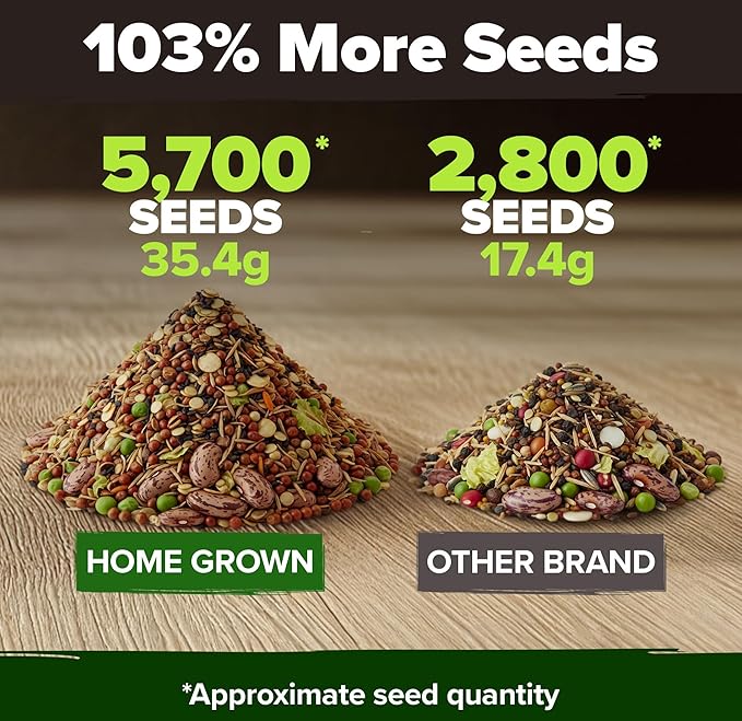 HOME GROWN 10 Variety Survival Seed Vault 2000+ USA Grown Heirloom Non-GMO Vegetable Seeds for Planting, High Germination, Garden Starter Kit, Emergency Food Supply, Indoor Outdoor