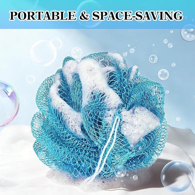 African Net Sponge Authentic Exfoliating Body Scrubber for Shower & Bath, Deep Cleansing Lather for Dead Skin Removal, Back Scrubber Gift for Women & Men（ Blue ）
