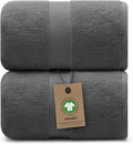 Alusa Home 100% Organic Luxury Bath Sheets - GOTS Certified - Extra Large 35x70 Inches (Pack of 2) Zero-Twist, Long-Staple Cotton Bath Sheet Set (Granite Grey)
