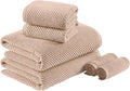 Madison Park Bathroom Towel Set of 6 Diagonal Ribbed, Beige 100% Cotton Quick Dry & Absorbent| 2 Bath 30" x 56"| 2 Hand 18" x 28"| 2 Washcloths 13" x 13"| Zero Twist, 500 GSM, Oeko-TEX