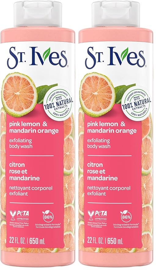 St. Ives Body Wash Pink Lemon and Mandarin Orange 22 Ounce (Pack of 2)