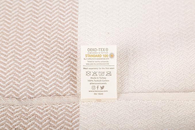 Bersuse 100% Cotton Aspendos XL Throw Blanket for Couch - 100% Cotton Lightweight Durable Throw Blanket, Big Blanket for Sensitive Skin, Decorative and Versatile - 60x90 Inches, Black-Beige