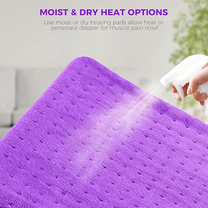 NOWWISH Heating Pad for Back Pain Relief & Period Cramps, 33x17 Inches Large Electric Heating Pad with 10 Heat Settings, Timer & Auto Shut-Off, Machine Washable, Mothers Day Gifts for Mom, Purple