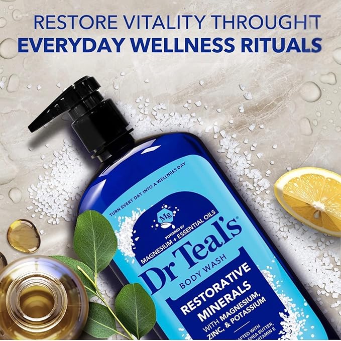 Dr Teal's Body Wash, Restorative Minerals with Magnesium, Zinc & Potassium (Body Wash Set of 2)