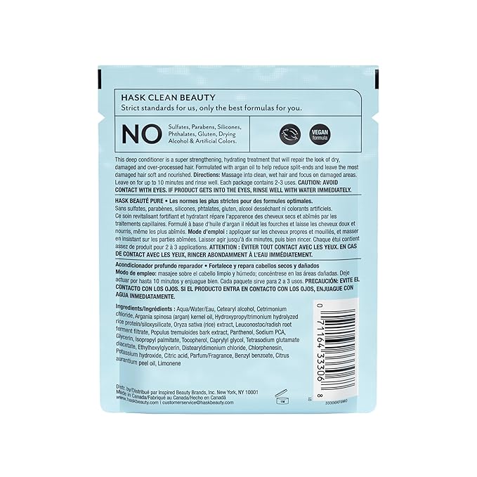 HASK ARGAN OIL Repairing Deep Conditioner Treatments for all hair types, color safe, gluten free, sulfate free, paraben free - Pack of 6