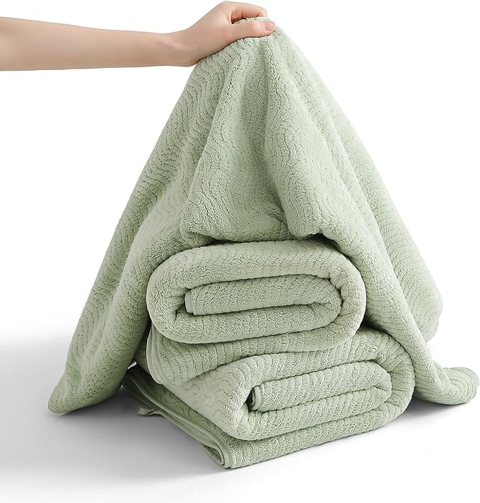 4 Piece Extra Large Bath Towel 35"x70" Oversized Bath Sheet Green Bath Towel Set for Bathroom Ultra Soft Cozy Highly Absorbent Quick Dry Bathroom Towel for Spa Gym Hotel,Shower Towel for Daily Use