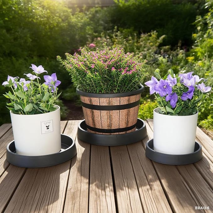 Plant Saucer Tray for Ceramic Plastic Pots, 14 inch Plant Saucers for Indoors, Pot Saucers Trays, Bird Bath Bowls, Flower Planter Water Drip Trays for Pots Base (14", Black)